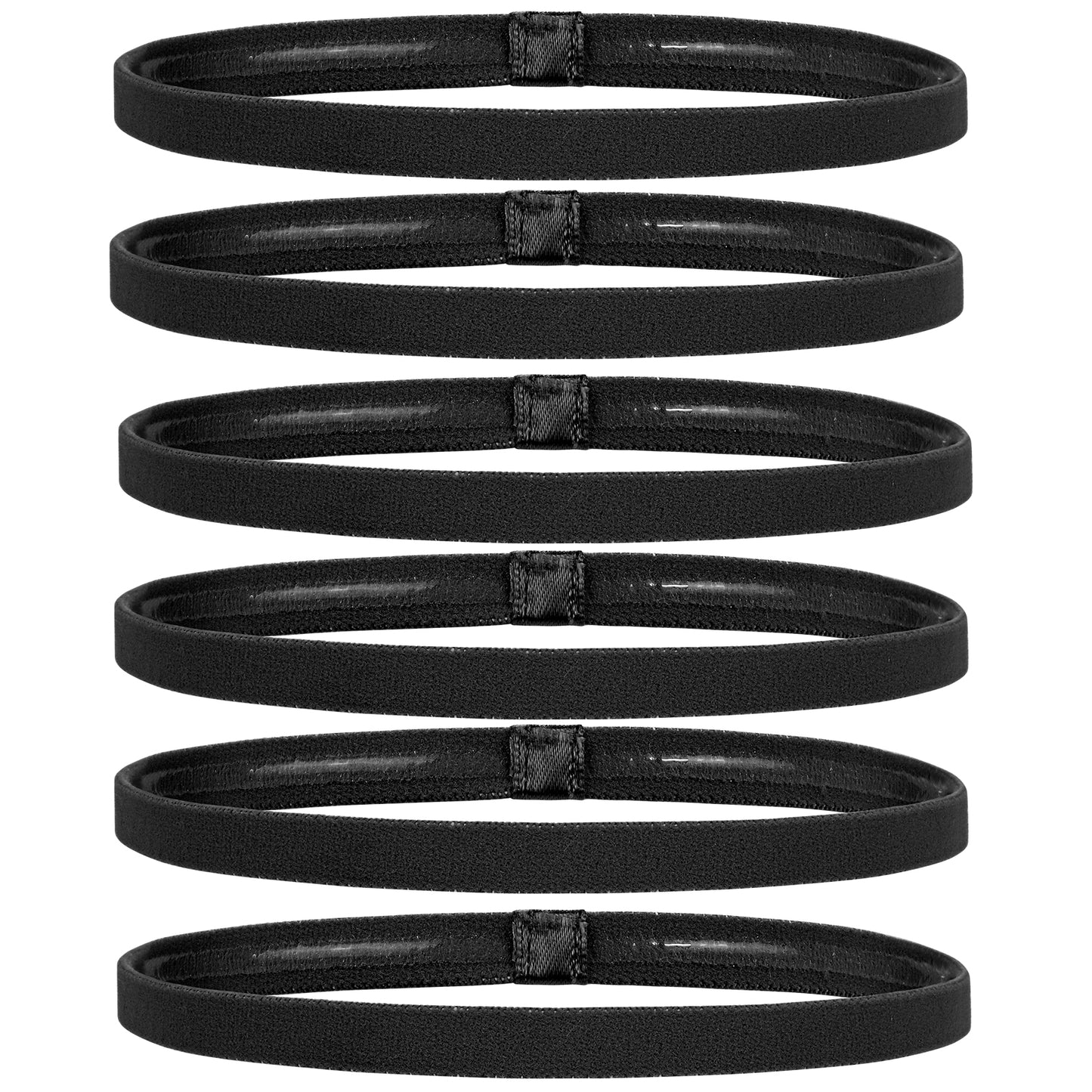 6pcs Thin Sports Elastic Headbands Black Skinny Athletic Exercise Hair Bands No Crease Soft Hair Bands Headbands Yoga Sweatband for Men Women Workout Running Football Basketball Soccer Tennis Sports