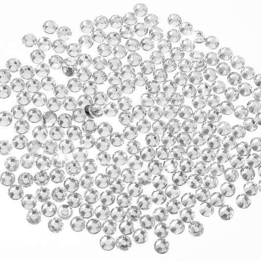 3000 Pcs Flat Back Crystal Rhinestones Round Gems Crystals Clear Bling Diamonds Charms Transparent Resin Rhinestones for Crafting DIY Nail Art Makeup Decoration Face Eyes Tumblers Bottles(White)