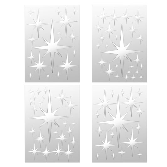 Dimeho 82 Pcs Star Mirror Wall Stickers, 3D Acrylic Starburst Mirror Wall Decor Removable Silver Star Decals 5 Sizes Star Wall Art Decorative Decal for Home Wall Living Room Bedroom Decor(Silver)