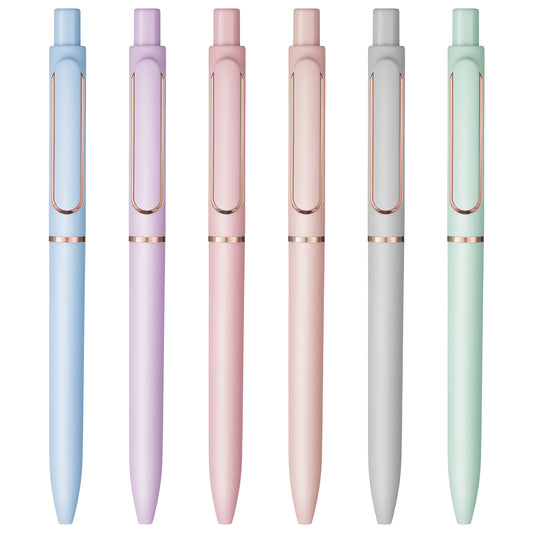 Wanmu Gel Pens, 6 Pcs 0.5mm Black Ink Fine Point Smooth Writing Pen, High-End Series Office School Supplies, Cute Aesthetic Gifts for Women Men Nurse Journaling Note Taking(6 Colors)