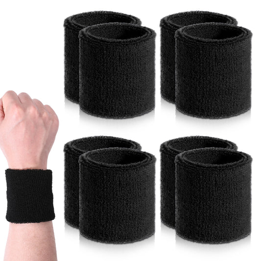 8 Pcs Wrist Sweatbands Breathable Tennis Wrist Bands Elastic Sports Wristbands Absorbent Sweat Band for Men Women Thick Wrist Bands for Working Out Football Basketball Running Athletic Gym