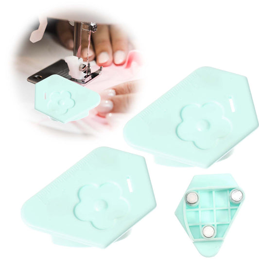 Sibba 2PCS Seam Guide Sewing Machine Hemmer Guide Polygonal Magnetic Gauge Seam Guide Ruler Multifunctional Seam Guide with Scale Universal Sewing Machine Attachments (Pink) (Green)