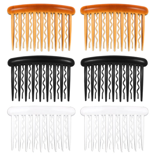 6 Pcs 17 Teeth Hair Side Comb Transparent Twist French Vintage Style Hair Clips Pins Accessories Fancy Decorative DIY Craft for Women Girls Bridal Wedding Veil Fine Hair