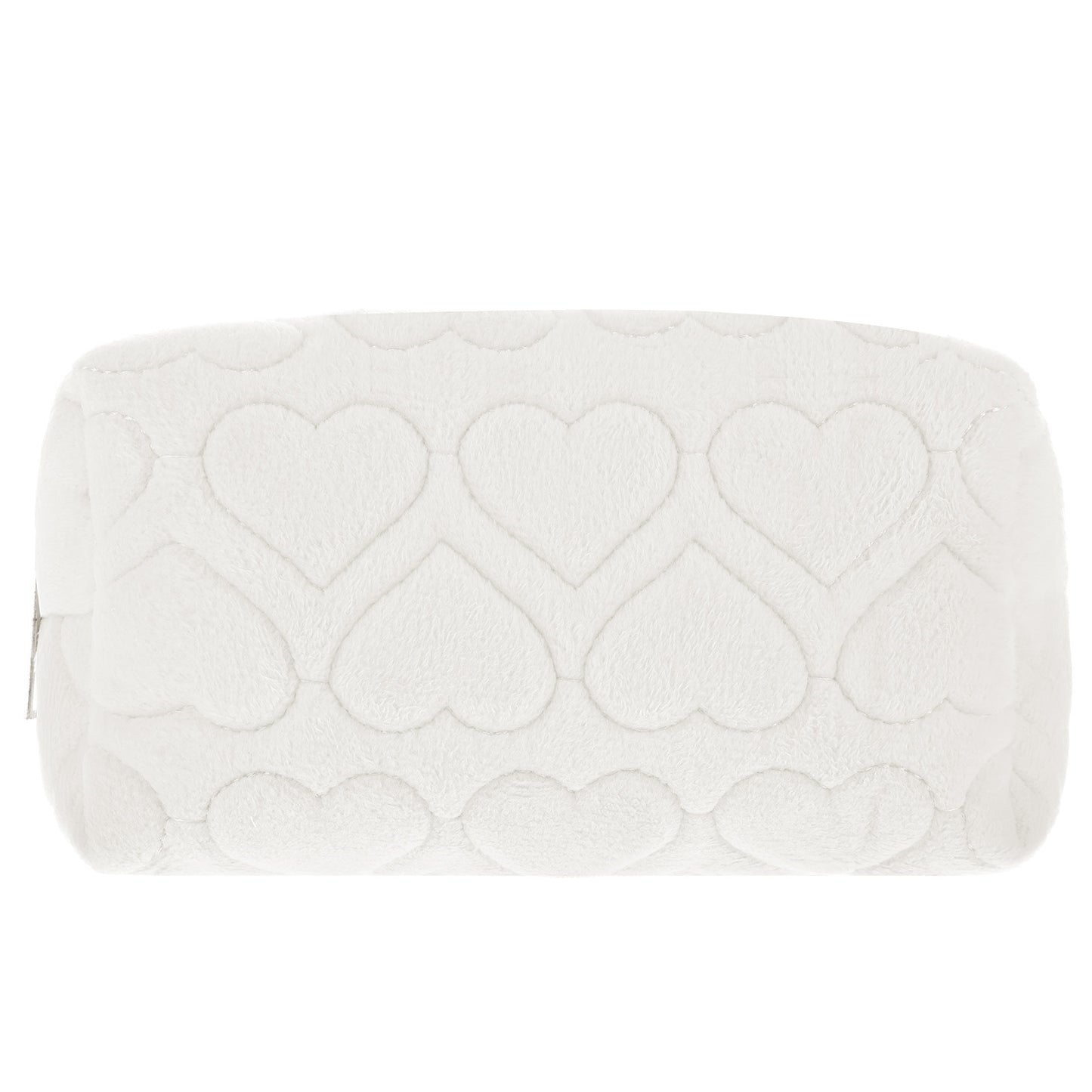 Sibba Makeup Bag Puffy Make Up Toiletry Cases for Women Zipper Cosmetic Pouch Travel Handbag Cute Organizer Traveling Skincare Purse Shower Bathroom Washing Beauty Organization Storage(White)