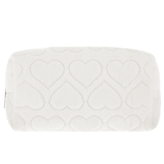 Sibba Makeup Bag Puffy Make Up Toiletry Cases for Women Zipper Cosmetic Pouch Travel Handbag Cute Organizer Traveling Skincare Purse Shower Bathroom Washing Beauty Organization Storage(White)