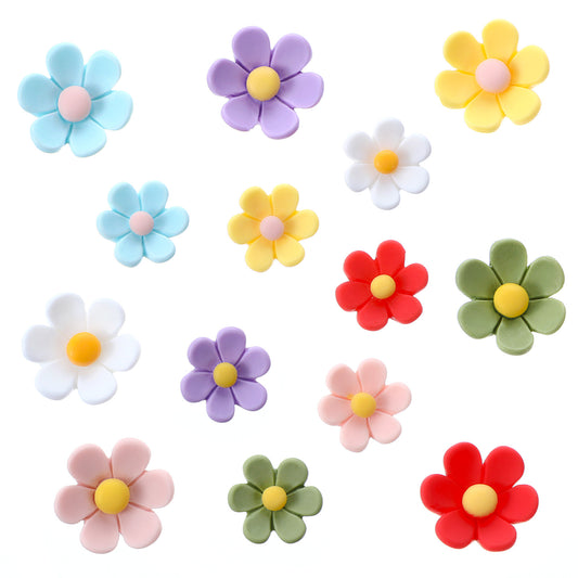 14Pcs Fridge Magnets Cute Refrigerator Colorful Magnets Mini 3D Six-Petal Flower Crafts Decorative for Dry Erase Board Lockers Whiteboard Office Kitchen Locker