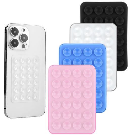 4PCS Silicone Suction Phone Case Adhesive Mount - Hands-Free Phone Accessory Holder for Selfies and Videos, Non-Slip Sticky Grip for Mirrors and Showers, Suction Cup Phone Mount