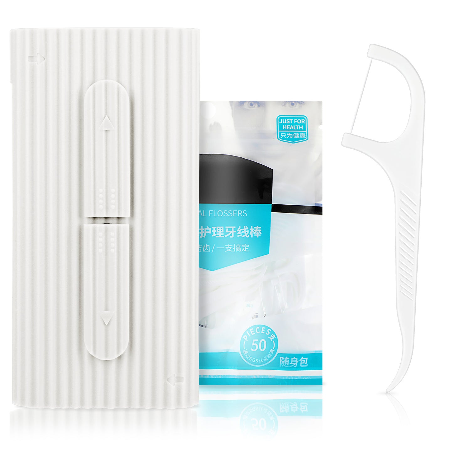 Dental Floss Portable Case Travel Floss Dispenser Cases Automatic Dental Flosses Pick Organizer Case Refillable Holder Box Teeth Cleaning Tool for Dinners Dating Travel Hotels 50 Flosses Picks