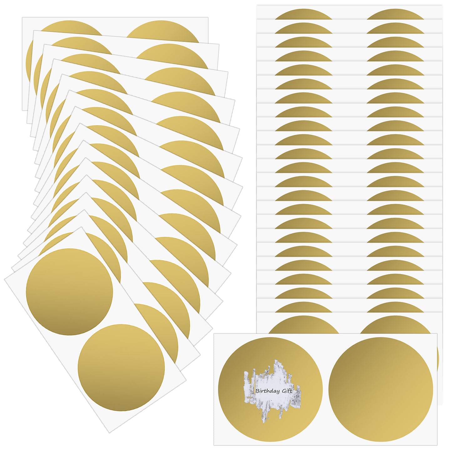 Sibba 100 Pcs Scratch Off Sticker Labels Round Sticker Circle Tickets Gold All-Purpose Labels Glitter Labels Gold Metallic Dots Envelope Seals for DIY Raffle Card Creating Party (2 inch)