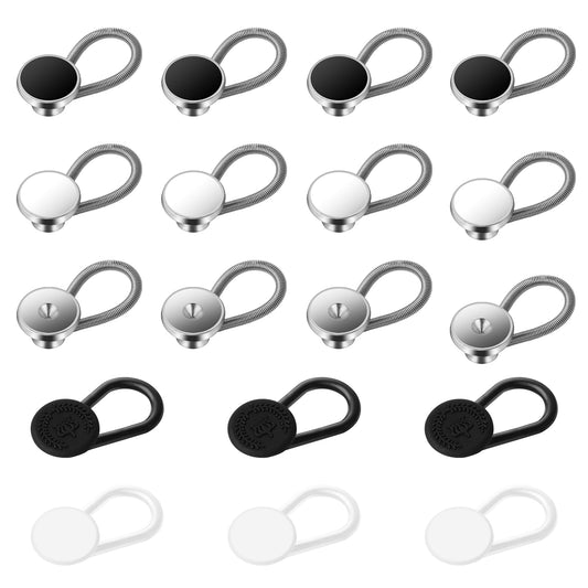 18pcs Shirt Collar Button Extender Neck Button Extender for Men Dress Shirt Comfortable Tie Collar Expander Soft Elastic Neck Extenders Metal Adjustable Buckle for Dress Suits Tie Trouser Coat Length