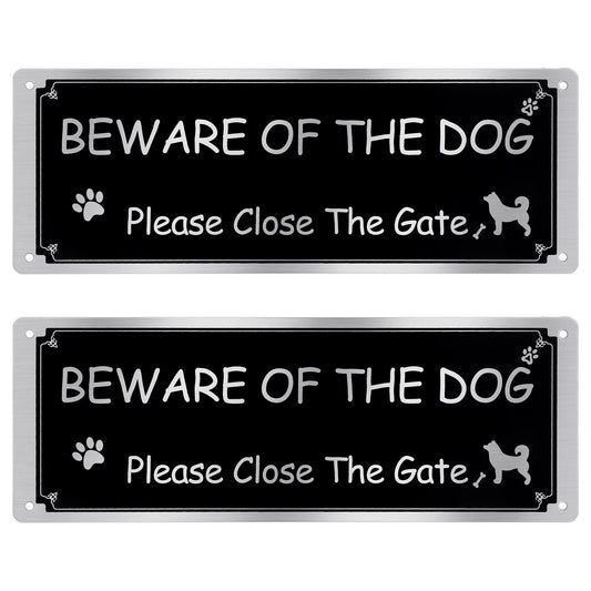 2 Pcs Beware of Dog Sign Heavy-duty Metal Please Keep Gate Closed Signs Dogs Not Responsible Warning Caution Rust Free Fade Resistant Sign No Trespassing Signs for Yard Garden Indoor Outdoor Use