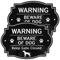 Dimeho 2Pcs Funny Beware of Dog Signs for Fence 9.5×6.7 Inches
