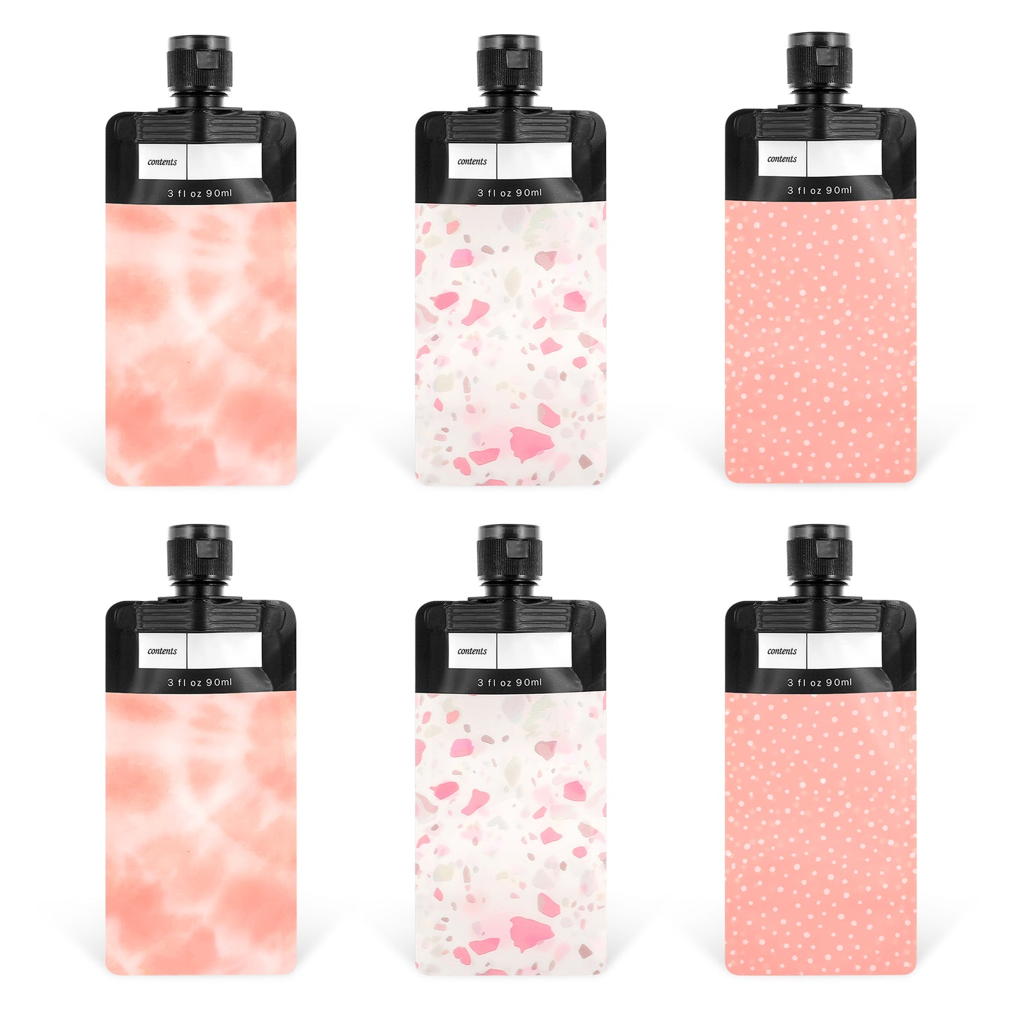 Dimeho 6 Pcs Travel Pouches for Toiletries, 3 oz Leak Proof Empty Squeeze Pouches TSA Approved Travel Size Containers Refillable Bottles for Liquids Shampoo Conditioner Pouch Travel Accessories