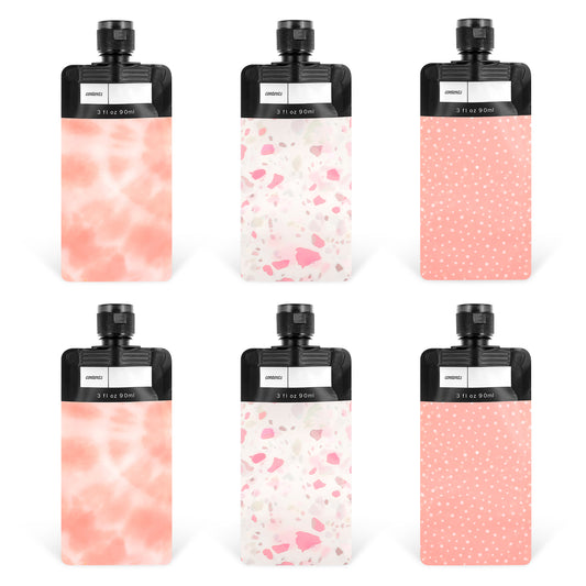 Dimeho 6 Pcs Travel Pouches for Toiletries, 3 oz Leak Proof Empty Squeeze Pouches TSA Approved Travel Size Containers Refillable Bottles for Liquids Shampoo Conditioner Pouch Travel Accessories