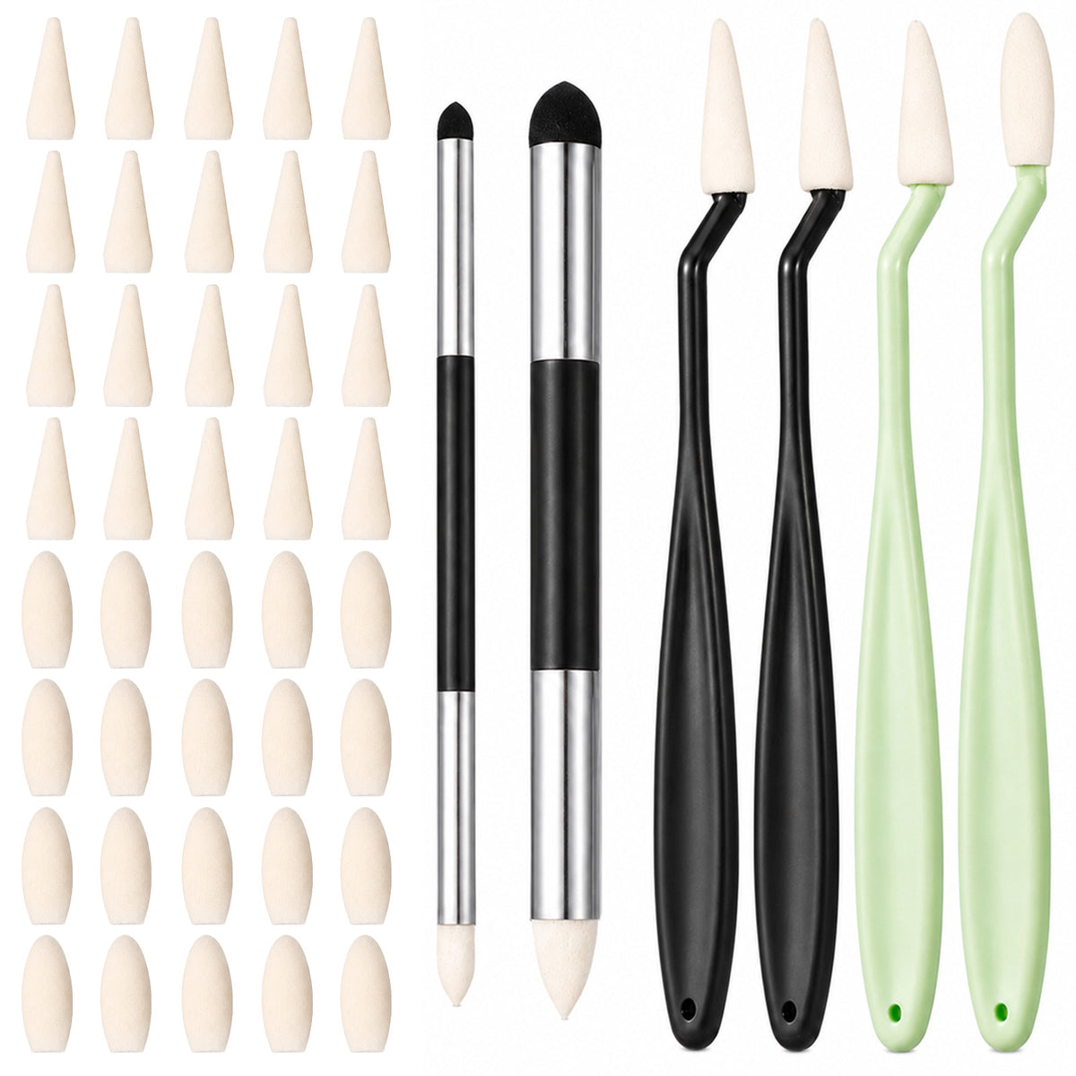 QFGasre 46 Pcs Oil Pastel Blending Tools Blending Stump Sponge Pen Dual Tip
