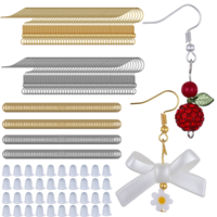 600Pcs Earring Hooks, Teardrop Round Hoop Earrings Findings, Gold and Silver Earring Making Supplies Kit with Rubber Earrings Backs and Jump Rings for DIY Jewelry Making (Gold+Silver)