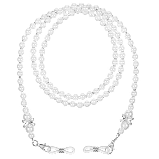 Wanmu Glasses Chain, Pearl Beaded Eyeglass Chains for Women and Men, Eye Glasses Strap Around Neck, Sunglass Holder Strap