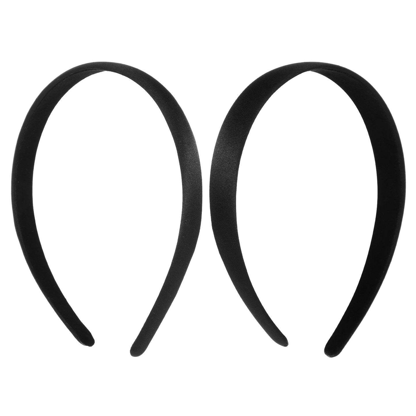 2Pcs Headbands for Women Girls Satin Black Hard Headband Wide Head Bands for Women's Hair Fashion Solid Hair Bands Hoops Cosplay Halloween Costumes DIY Hair Accessories Gifts for Yoga(2cm+1.5cm)