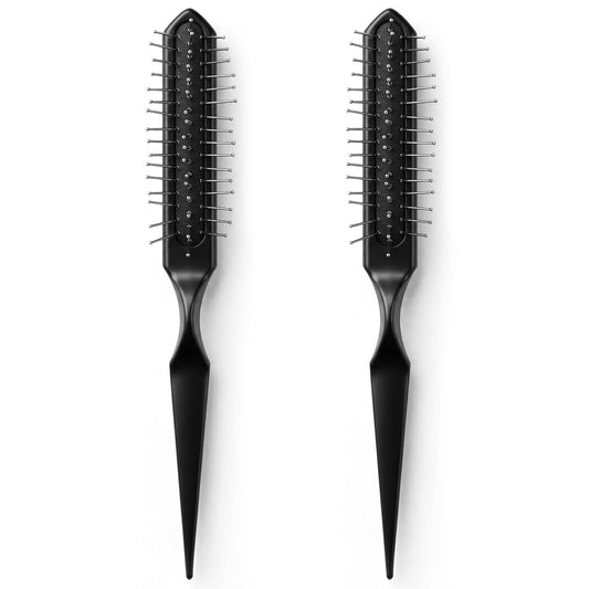 Sibba 2 Pack Wig Brushes for Synthetic - 3 Row Wire Brush, Ball Tips Black Styler, Travel Size Metal Combs for Gentle Detangling and Styling Wigs