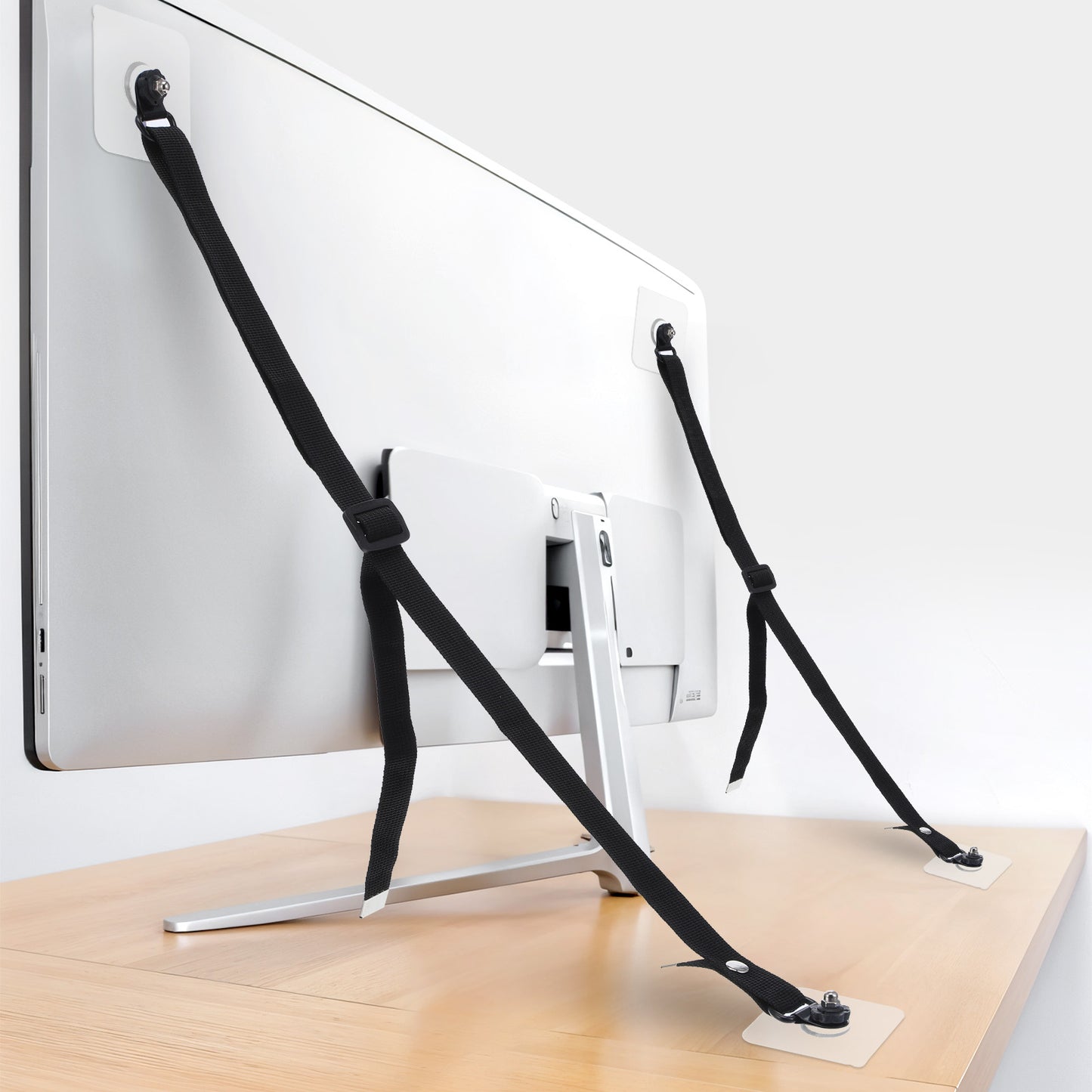 2 Pcs Adjustable TV Safety Straps, No-Drill Adhesive Anti-Tip Furniture Anchors for Kids Proofing Flat Screens Fix to Wall Cabinet Stand Desk Earthquake Straps Furniture Anchors Anti Tip Kit