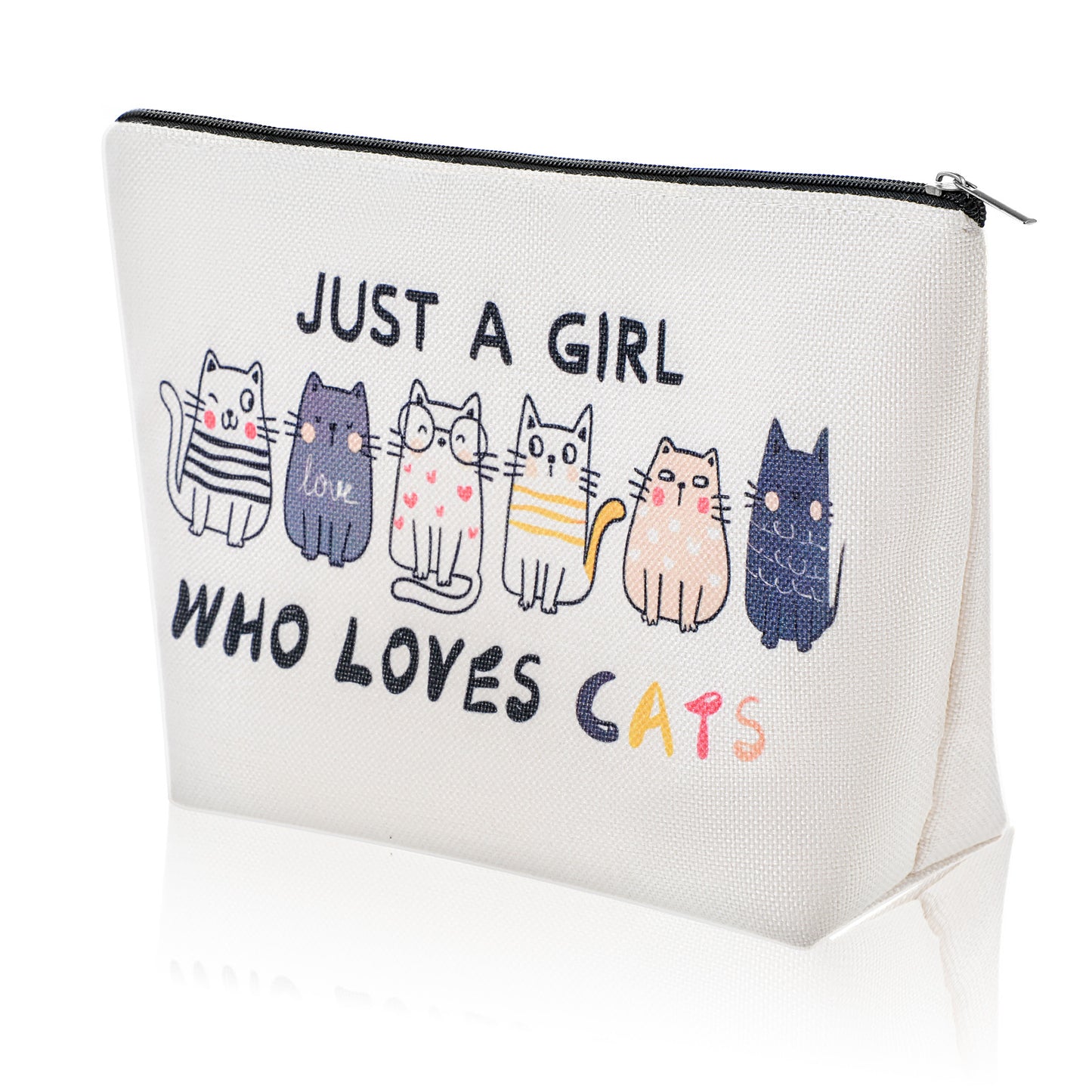 Wanmu Cat Makeup Bag for Women, Cute Cosmetic Bags Double-Sided Printed Zipper Pouch with Lining, Funny Cats Lover Gifts for Girlfriend, Daughter, Sister, Women Birthday Travel Daily Use