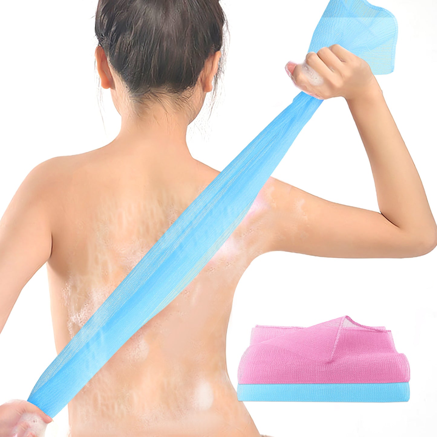 Gjinxi 2 Pcs Exfoliating Washcloth Japanese Body Back Scrubber Bath Towel Nylon Luffah Towel Exfoliatings Shower Towels for Men Women Dead Skin Remove