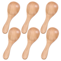 6pcs Small Wooden Spoons Mini Wood Spoons Bulk Nature Tiny Spoons Little Wooden Teaspoons Tasting Spoons Condiments Salt Spoons for Jars Sugar Creamer Honey Spices Oil Coffee Cooking Kitchen Supplies