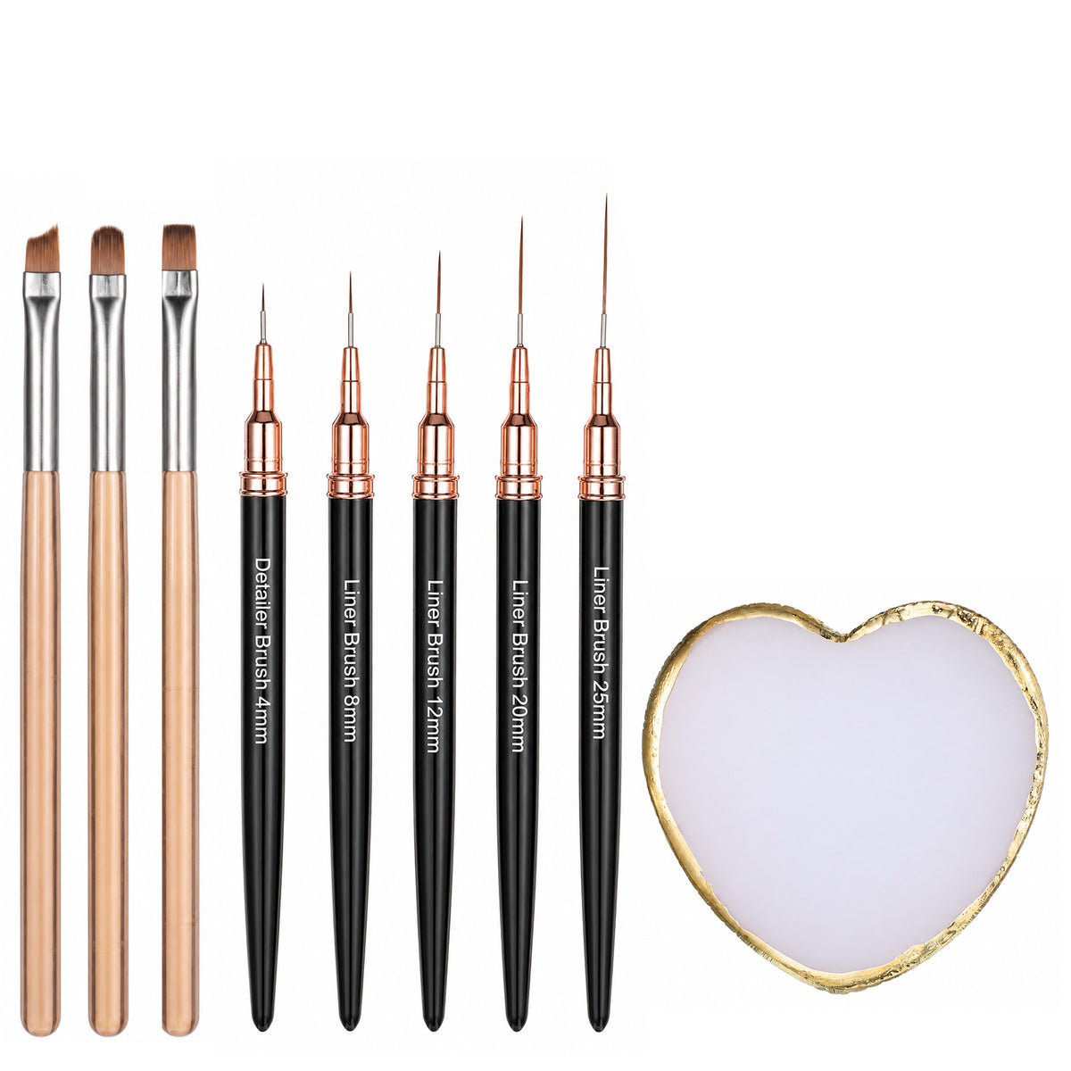 ElevateTech 9 Pcs Nail Art Brushes Set, Professional Gel Nail Brush Kit