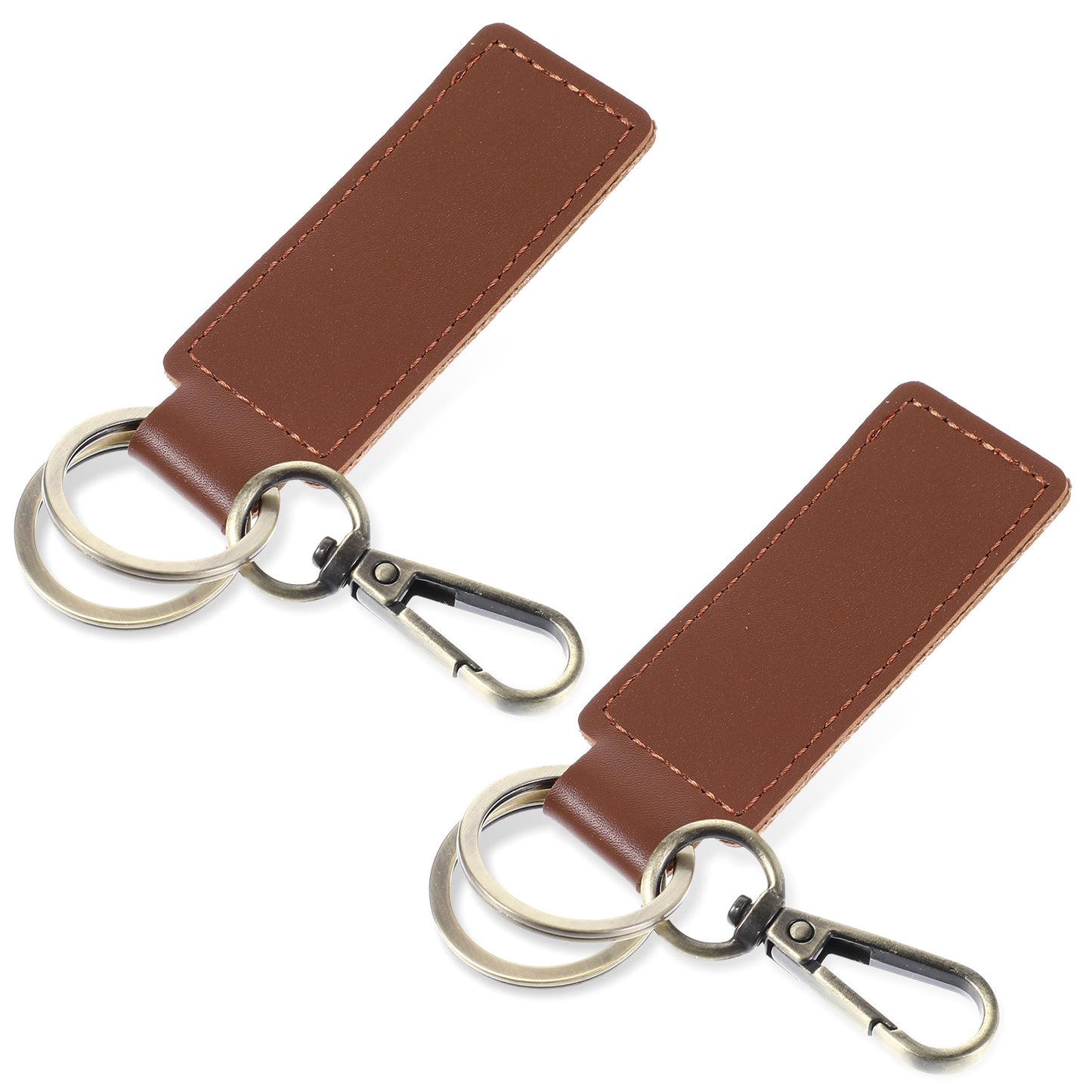 Wanmu 2Pcs Key Chain, Leather Car Keychain with Rings, Universal Key Chains, Key Fob Keychains for Men and Women