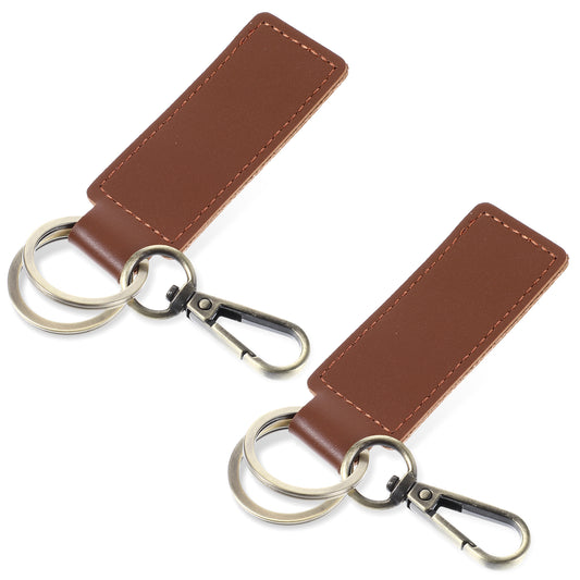 Wanmu 2Pcs Key Chain, Leather Car Keychain with Rings, Universal Key Chains, Key Fob Keychains for Men and Women