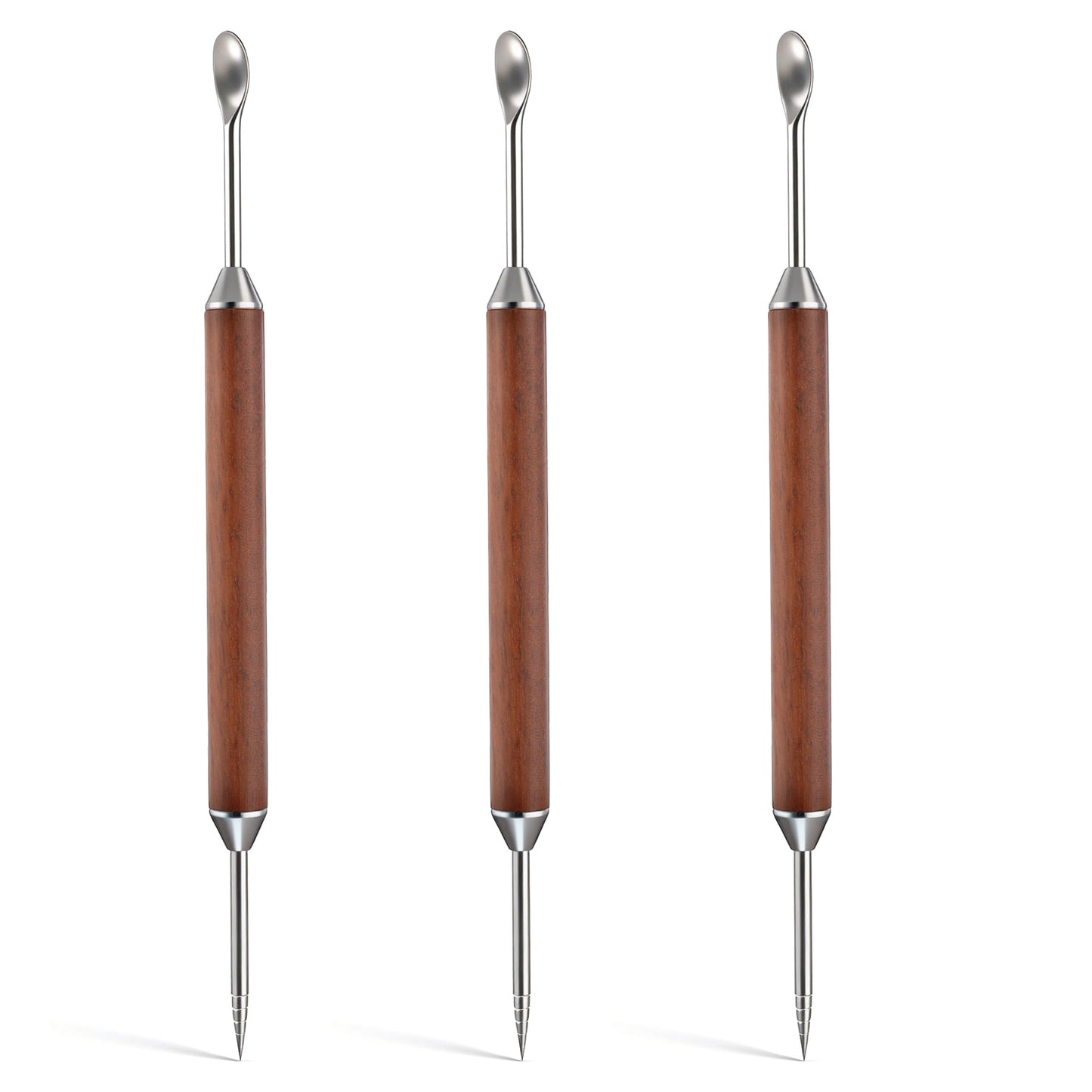 Hadnves 3Pcs Latte Art Pen Set Stainless Steel Double-Ended Latte Art Pen Spoon Lance Coffee Drawing Tool with Wood Handle CoffeeLatte Art-Tool Accessories for Barista Espresso Home Travel Cafe Use