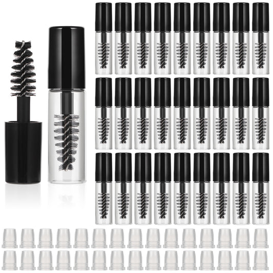 30Pcs Empty Mascara Tubes with Wand, 2ml Mascara Tubes Empty for Castor Oil, Mini Eyelash Cream Bottle with Brush Inserts, Small Sample Size Eyelash Growth packing Tube Container for Home Travel