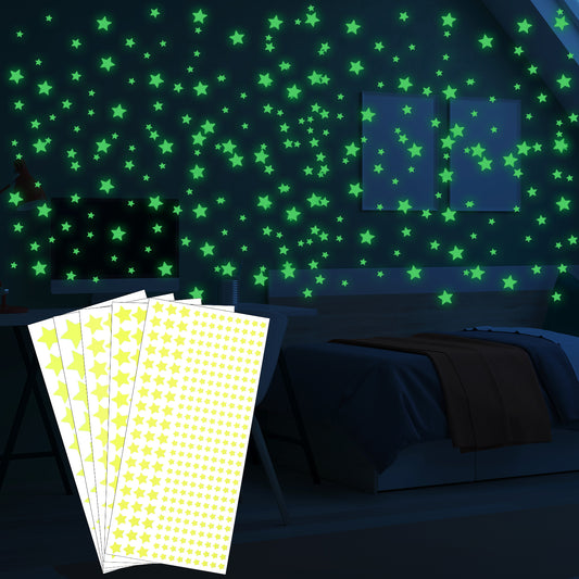 Wanmu 556Pcs Glow in The Dark Stars, 5 Size Bright, Lasting Glow Stickers for Ceiling, Fantastic Glow Wall Decals for Kids Bedding Room or Party Birthday Gift