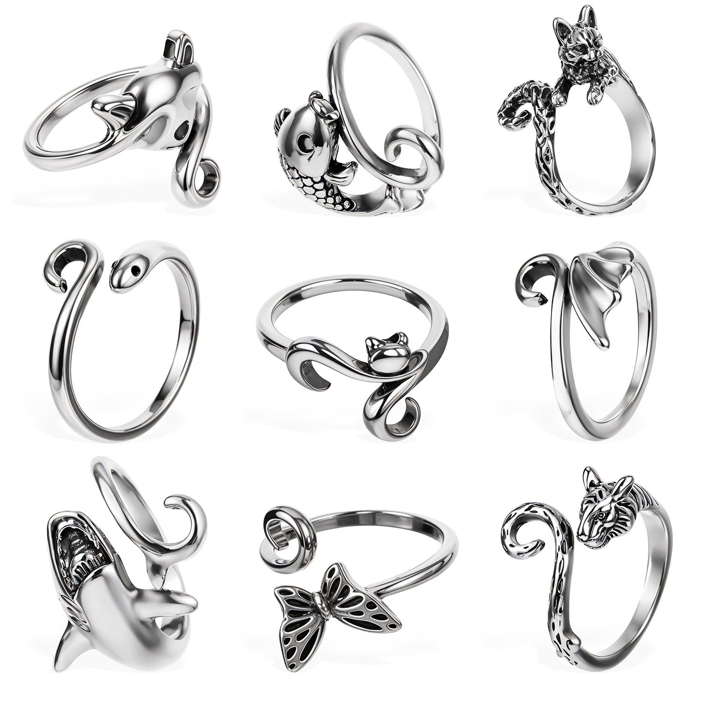 COMNICO Knitting Crochet Loop Ring for Fingers, 9 Pcs Adjustable Crochet Rings Metal Open Braided Yarn Guide Knitting Thimbles Holders Loop Ring Knitting Accessories for Women