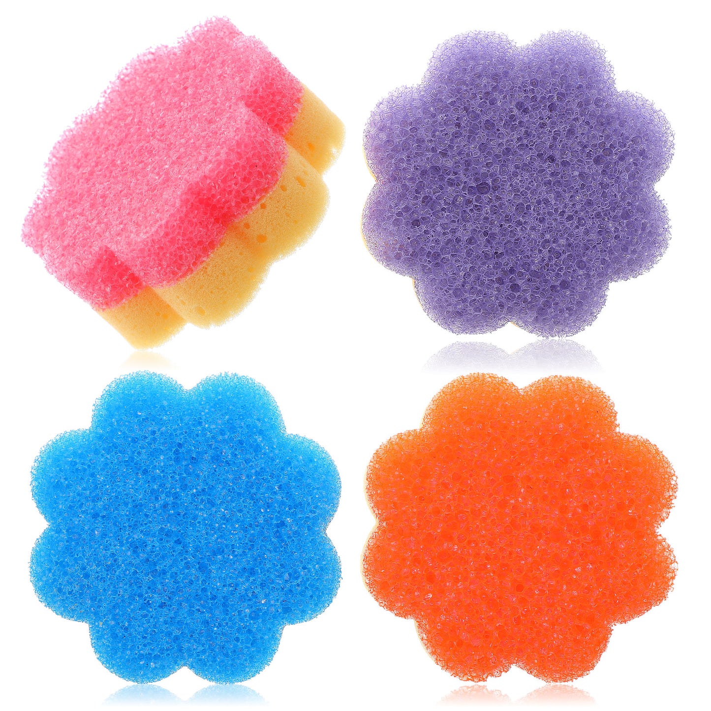 4 Colorful Scrub Sponge Dual-Sided Dish Sponges for Scrubbing Non-Scratch Cleaning Sponges Temperature Controlled Kitchen Sponge Multi Functional Cleaning Tools for Kitchen Bathroom Floor
