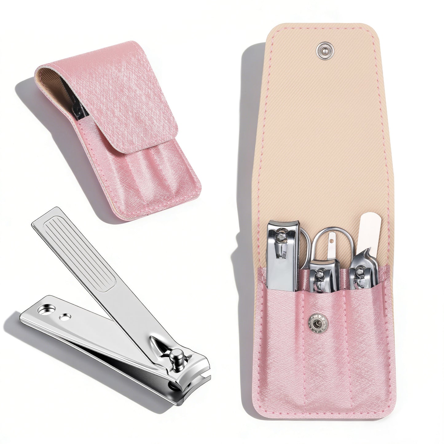 Hadnves 6 Pcs Nail Clipper Set Finger & Toe Nail Clippers Case Fingernail Clipper Manicure Set Portable Grooming Tool Accessories Stainless Steel Manicure Kit for Adults Travel Home Christmas
