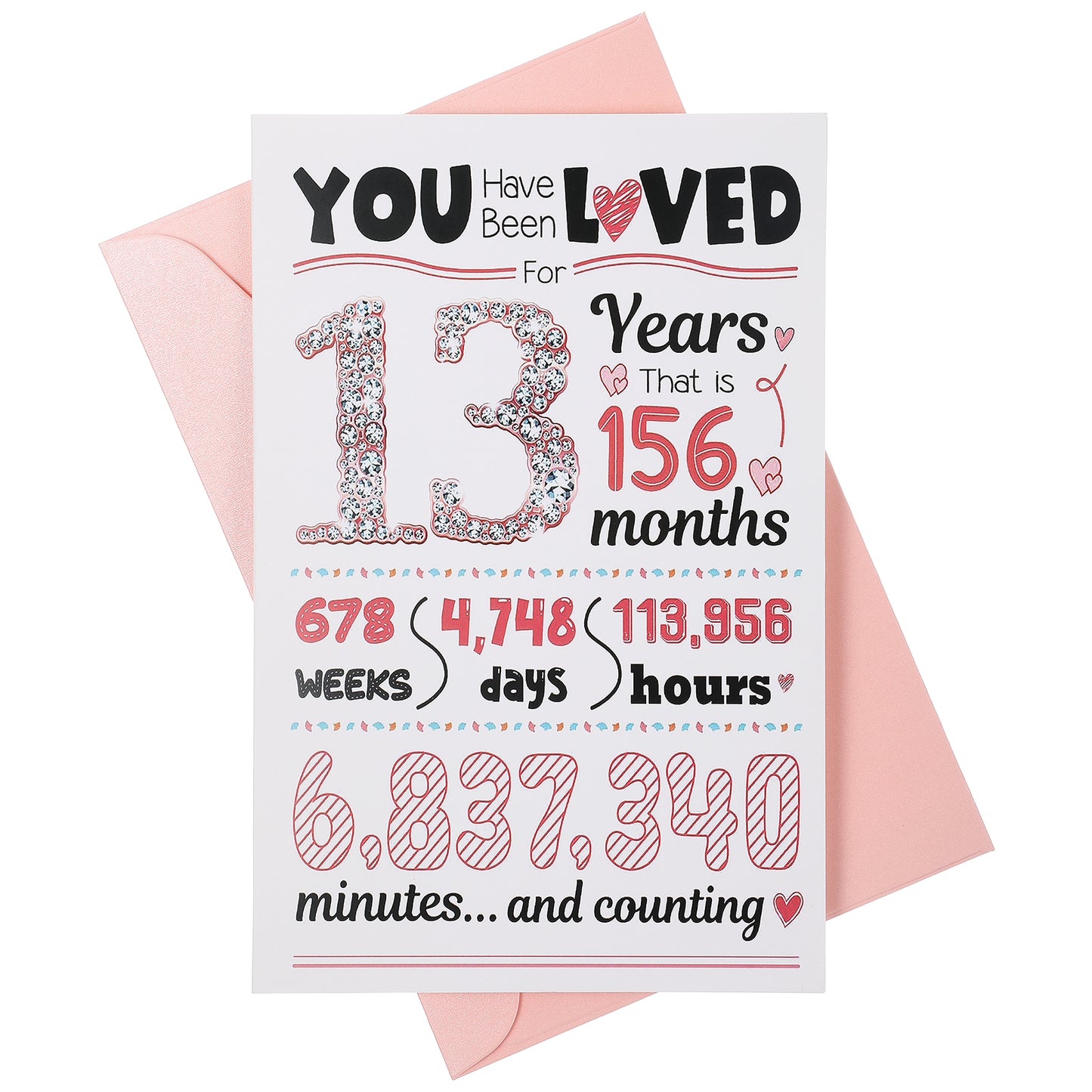 13th Birthday Card with Envelope You've Been Loved For 13 Years Card 13th Birthday Gifts for Women Sweet 13th Birthday Greeting Card 13th Anniversary Decorations Card for Friends Granddaughter Niece