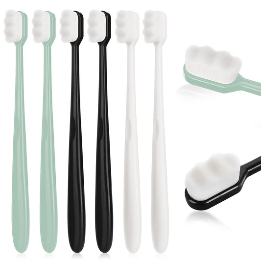 COMNICO Extra Soft Toothbrush, 6 Pcs Micro Nano Manual Toothbrush with 10000 Ultra Soft Bristles Toothbrush for Sensitive Gums Teeth Oral Gum Recession Adult Kid Children