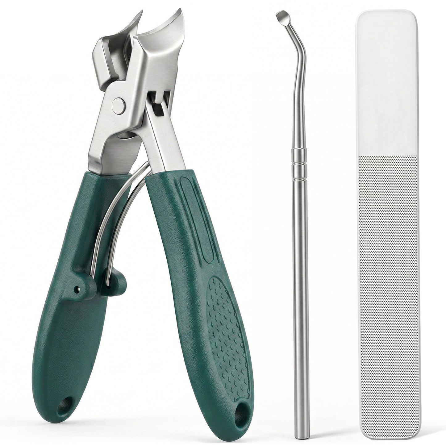 Aagled Beak Beveled Nail Clippers 3Pcs Long Handle Wide Jaw Slanted Nail Clipper Stainless Steel Angled Edge Nails Clippers Wide Jaw Opening Anti Splash Clipper for Men Women Ingrown Thick Toenail