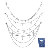 3 Pcs Pants Chain Punk Harajuku Jean Waist Chain Rock Star Pocket Chains Layered Wallet Chains Y2K Goth Accessories Star Belt Vintage Fashion Body Jewelry Accessory for Women Men