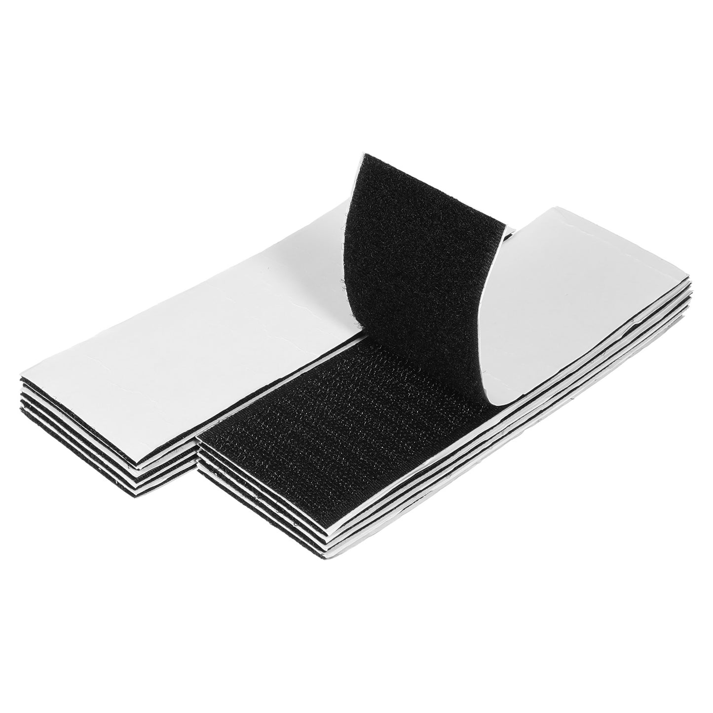 Wanmu 10 Sets Heavy Duty Adhesive Hook and Loop Strips, Industrial Strength Double Sided Tape, Furniture Tape, Black Interlocking Tape for Fabric, Sofa Couch, Cushions, Rugs, Mattress