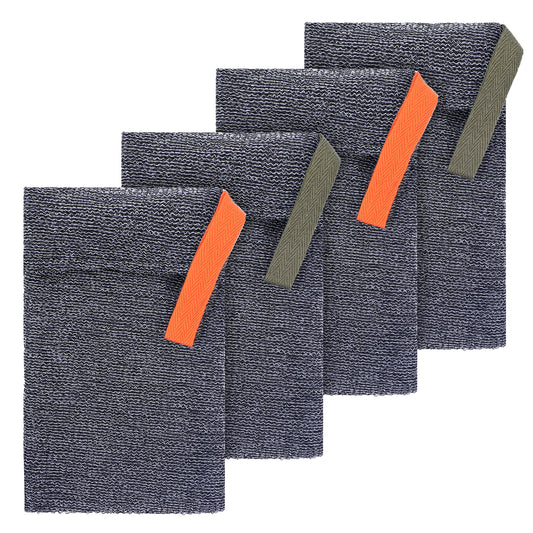 Wanmu 4 Pcs Exfoliating Soap Bags, Deep Exfoliatio Foaming Soap Savers with Quick-Dry Mesh, Body Scrubber Bar Soap Pouch Sock for Bath Shower