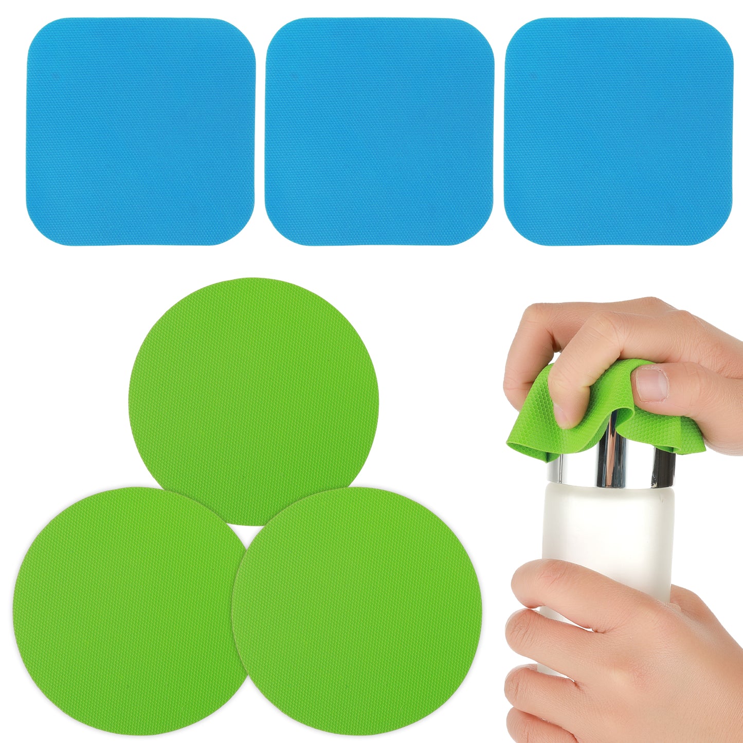 6pcs Jar Opener Kit Gripper Pads Rubber Jar Grippers Multi-Function Kitchen Gadget Anti-Slip Coasters Bottle Lid Opener Jar Opener Heat Insulation Pad Can Opener for Seniors with Arthritis Weak Hands