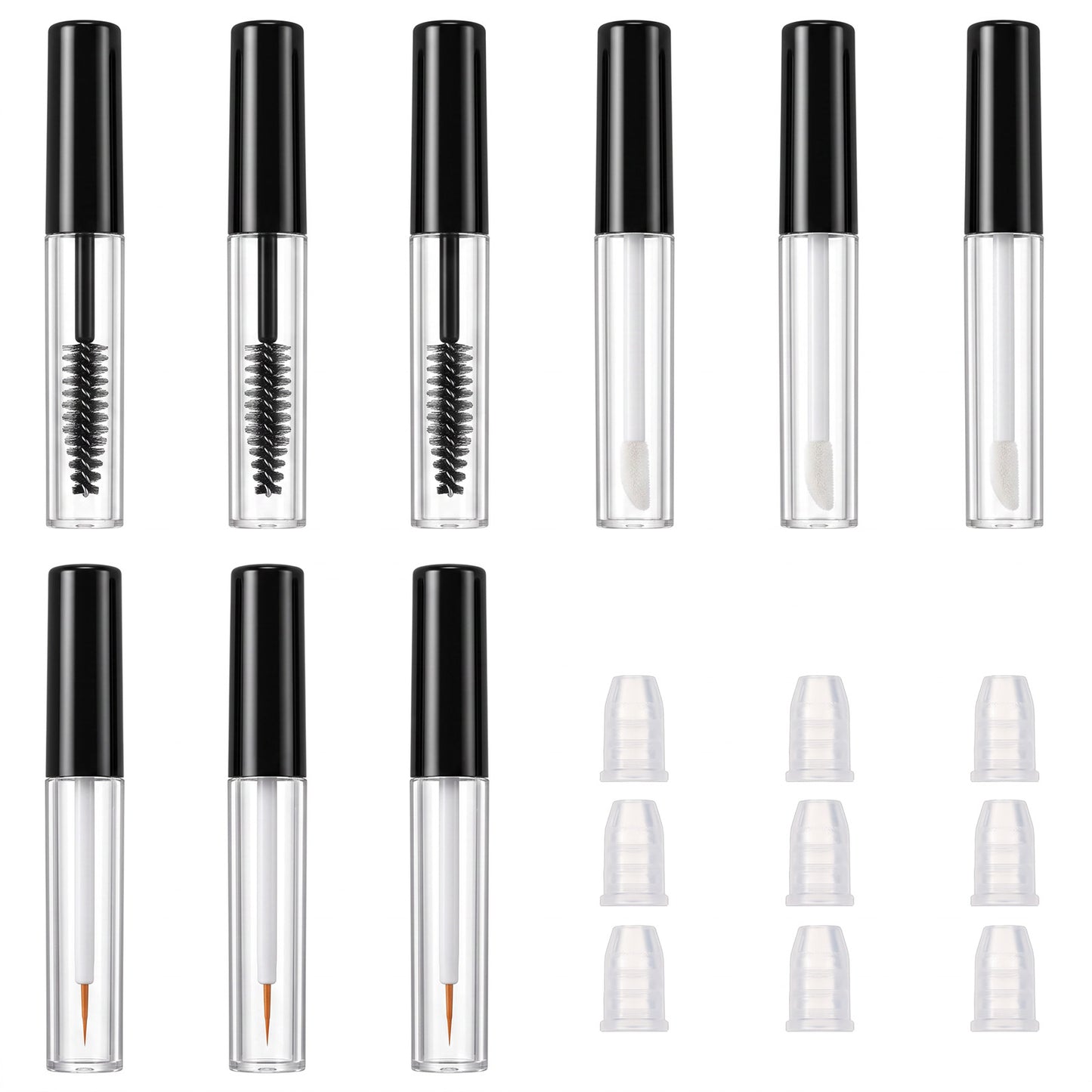 Hadnves 9PCS 10ml Empty Mascara Tube Eyeliner Tube and Lip Gloss Tubes