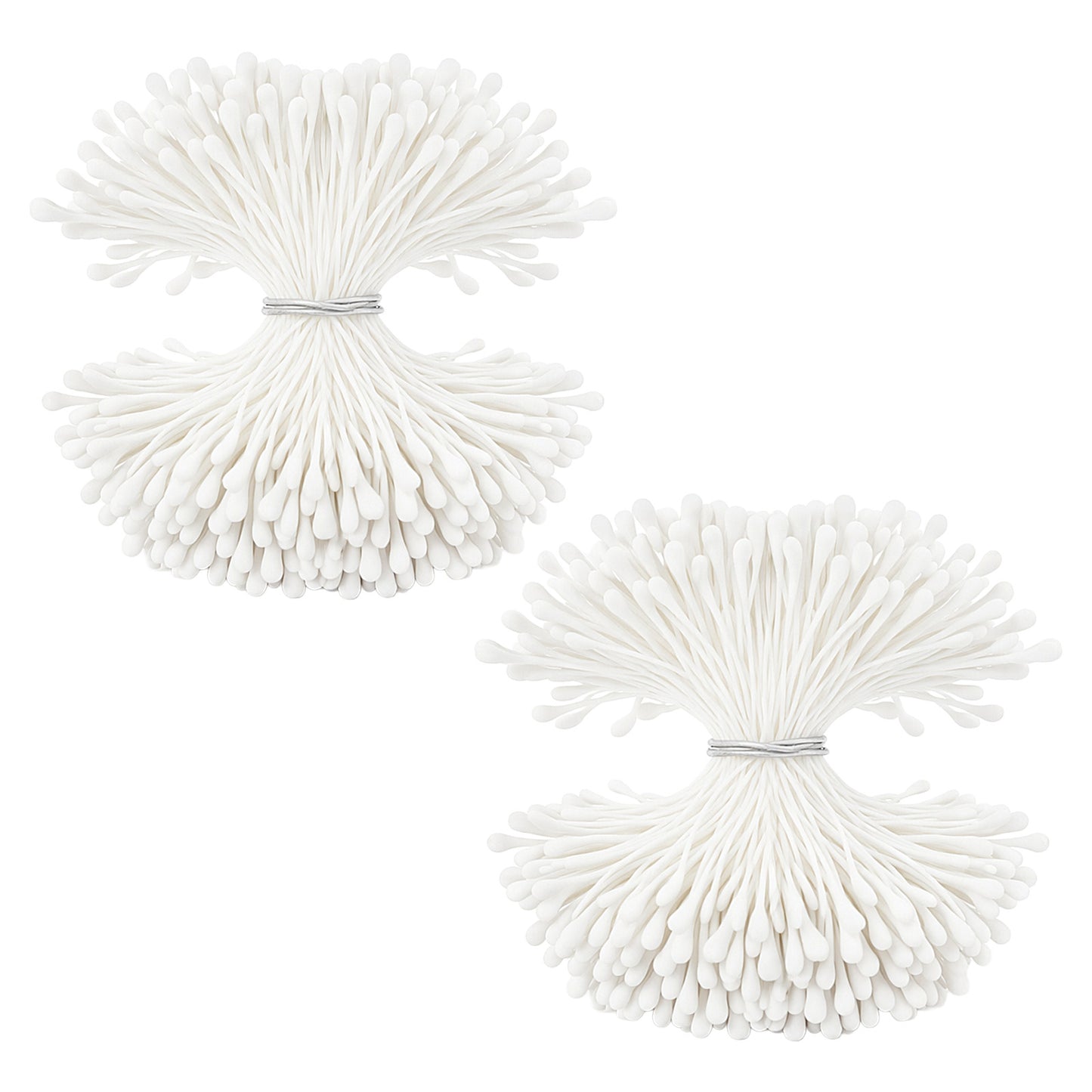 Sibba 800PCS Double Heads Flower Stamen 2mm White Pearlized Artificial Floral Pollens Pistil Handmade Artificial Flower Pistil Matt-Like Stamen for DIY Flowers Making Craft Wedding Decoration Supplies